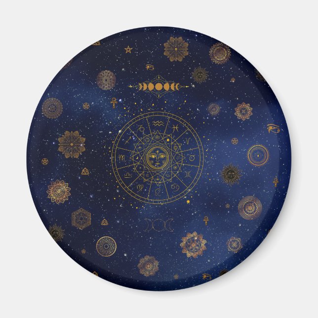 Magische Symbole des Schutzes Mandala Pagan Hexe Magnet (Vorne)