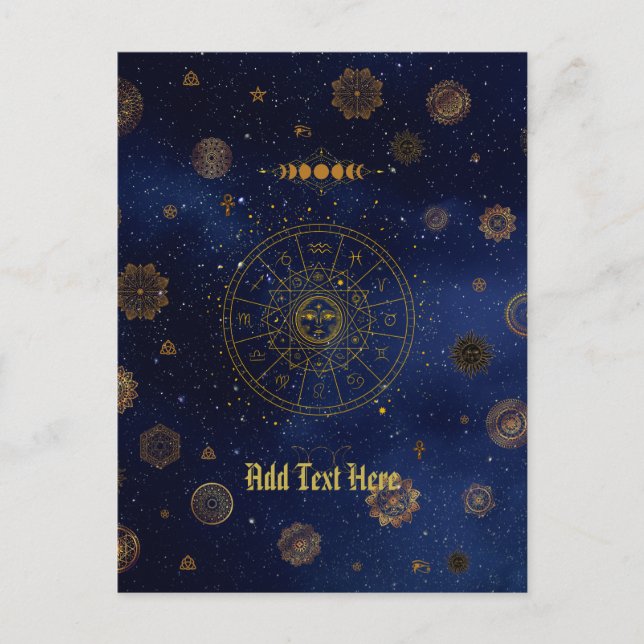 Magische Symbole des Schutzes Mandala Pagan Hexe Postkarte (Vorderseite)
