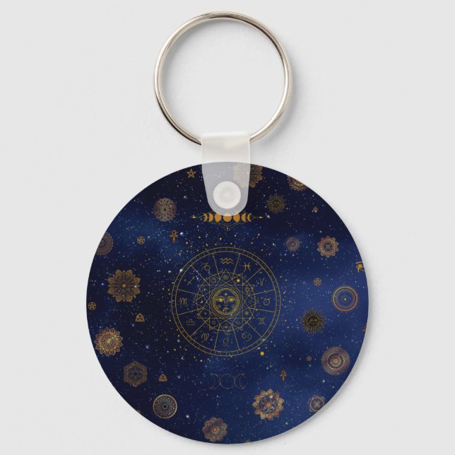 Magische Symbole des Schutzes Mandala Pagan Hexe Schlüsselanhänger (Vorderseite)
