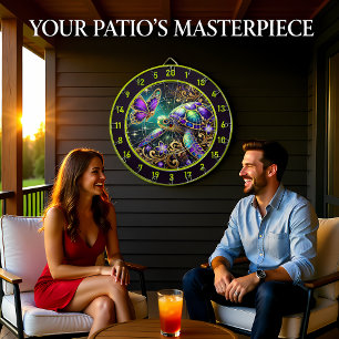 Magische Turtle Butterfly Rustikale Zimmerkunst Dartscheibe