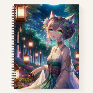 Magische Twilight Forest Anime Catgirl Work/School Notizbuch