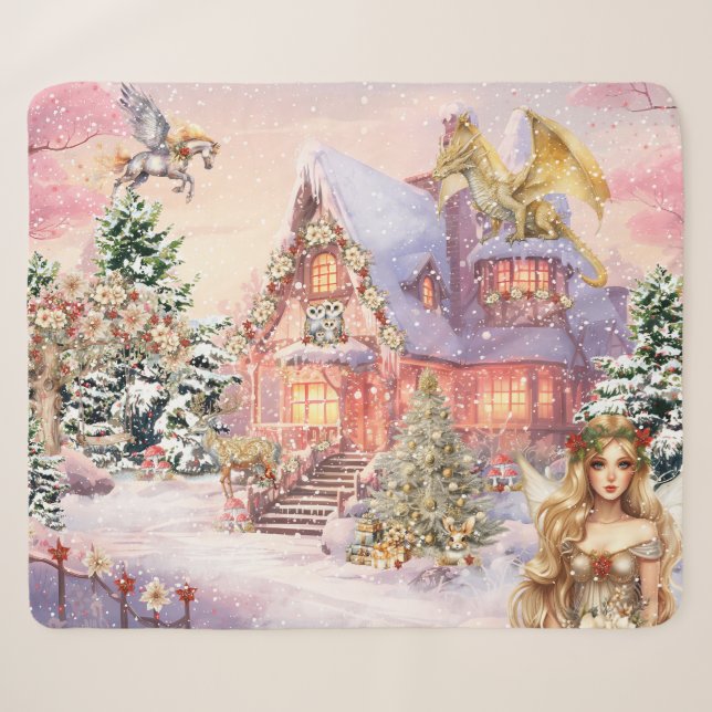 Magische und Whimsikale Weihnachtszucht Sherpadecke (Vorderseite (Horizontal))