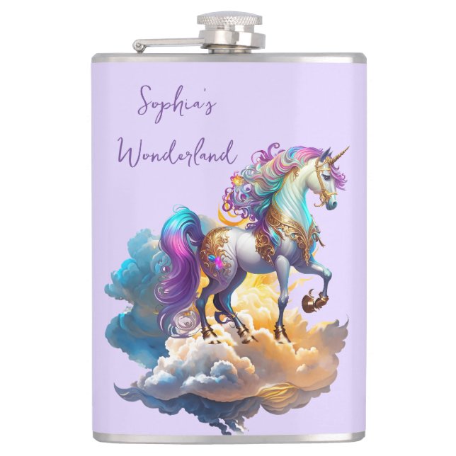 Magische Unicorn Fantasiewolken romantisieren Gebu Flachmann (Vorderseite)