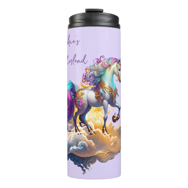 Magische Unicorn Fantasiewolken romantisieren Gebu Thermosbecher (Vorderseite)