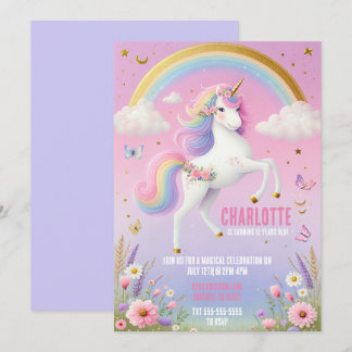 Magische Unicorn Rainbow Fairytale Geburtstagspart Einladung