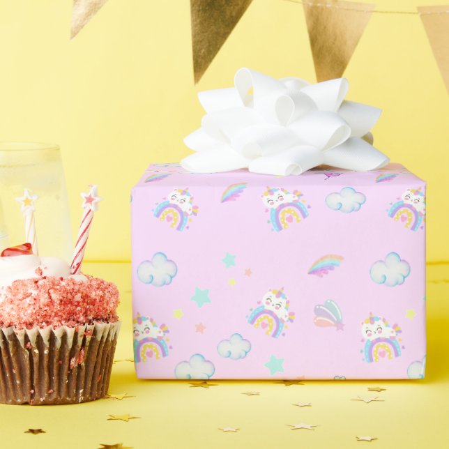 Magische Unicorn Regenbogengradientengeburtstag Geschenkpapier (Geburtstagsparty)