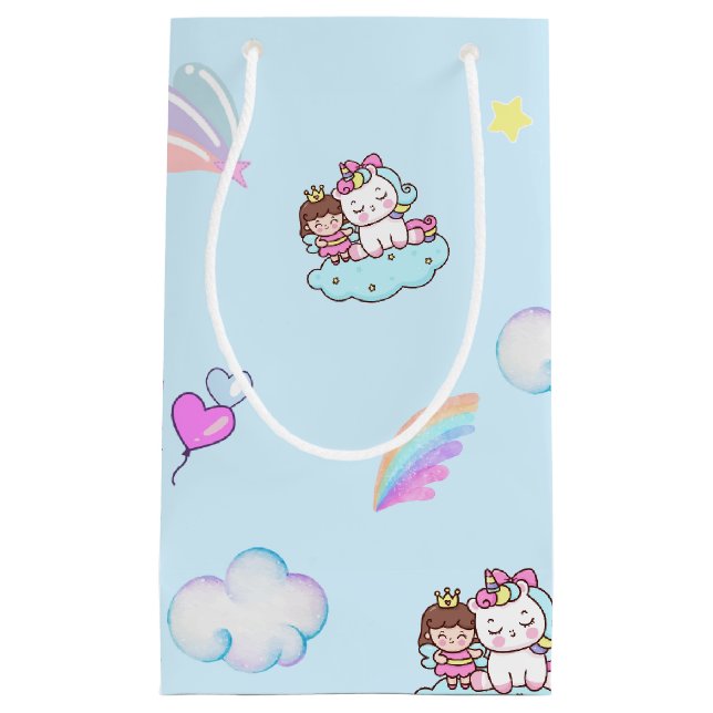 Magische Unicorn-Regenbogenmuster Kleine Geschenktüte (Vorderseite)