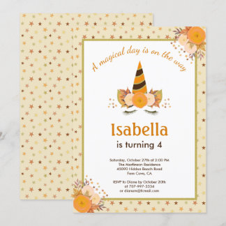 Magische Unicorn Star Herbst Halloween Party Einladung