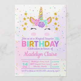 Magische Unicorn Überraschung Geburtstagsparty Ein Einladung