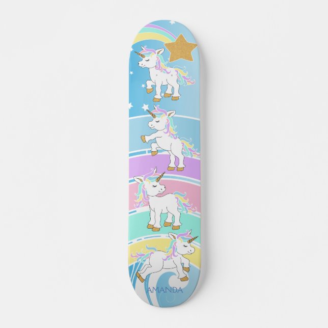 Magische Unicorns - Blau Skateboard (Vorne)