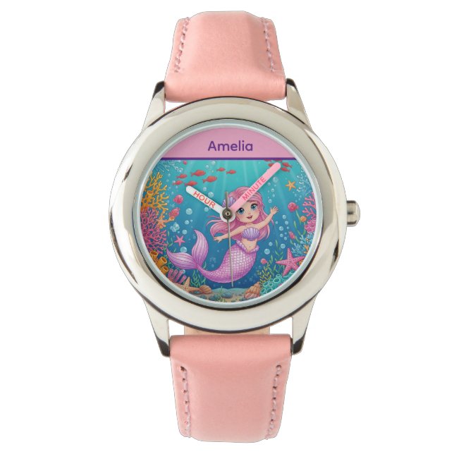 Magische Unterwasser-Meerjungfrau Kinder beobachte Armbanduhr (Vorderseite)