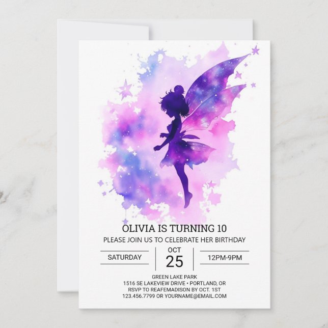 Magische verzauberte Fairy Birthday Einladung (Vorderseite)