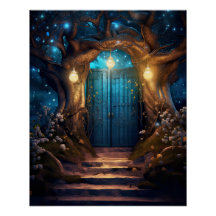 Magische verzauberte Fantasy Forest Old Blue Door