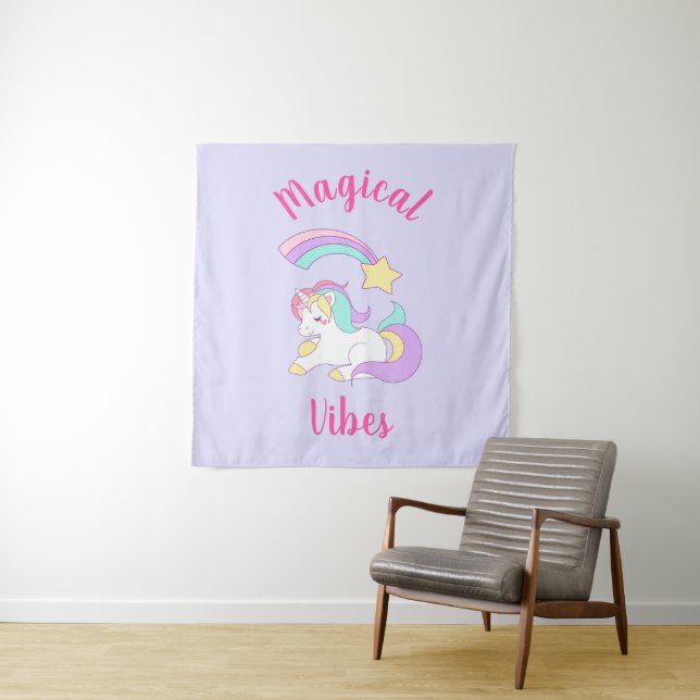 Magische Vögel schlafen Einhorn & Shooting Star Wandteppich (Beispiel (Horizontal))