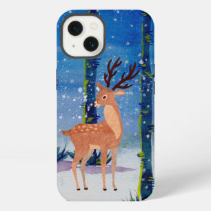 Magische Waldhirsche in einem schneebedeckten Wald iPhone Hülle