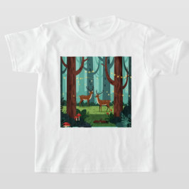 Magische Waldszene mit zwei Renntieren T-Shirt