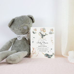 Magische Wale und Stars Virtual Baby Dusche Einladung