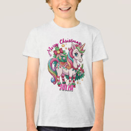Magische Weihnachten Niedlich Einhorn Geschenk Kin Tri-Blend Shirt