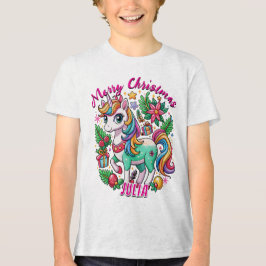 Magische Weihnachten Niedlich Einhorn Geschenk Kin Tri-Blend Shirt