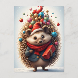 🎄 Magische Weihnachts-Igel-Szene ❄️Festlich süß Postkarte