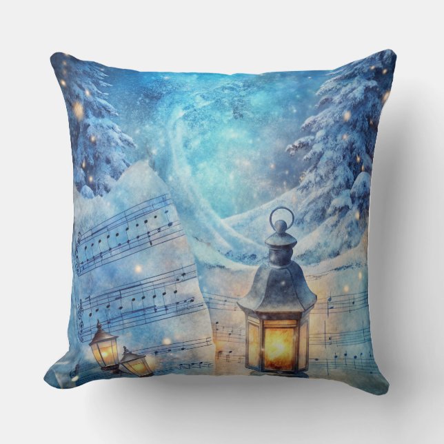 Magische Weihnachtsbahn Kissen - Vintager Winter (Vorderseite)