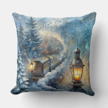 Magische Weihnachtsbahn Kissen - Vintager Winter