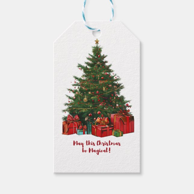Magische Weihnachtsbaum-Geschenkmarke Geschenkanhänger (Vorderseite)