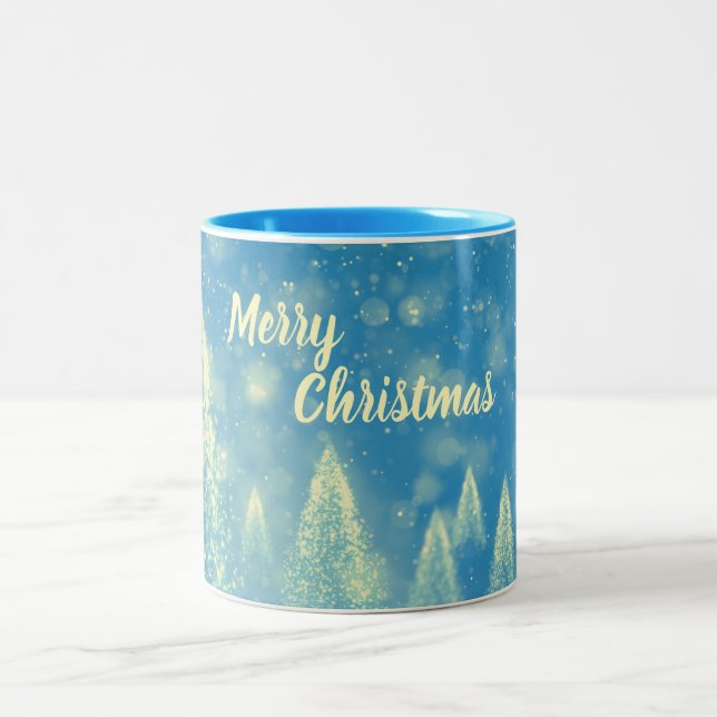 Magische Weihnachtsbaumen Frohe Weihnachten Zweifarbige Tasse (Mittel)