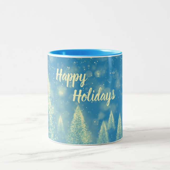 Magische Weihnachtsbaumen glückliche Ferien Zweifarbige Tasse (Mittel)