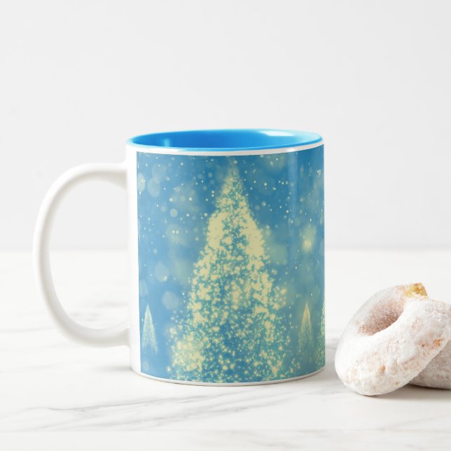 Magische Weihnachtsbaumen Zweifarbige Tasse (Mit Donut)