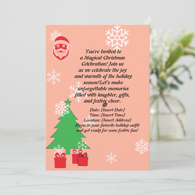 Magische Weihnachtsfeier | Elegant Holid Einladung (Stehend Vorderseite)