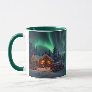 Magische Weihnachtshütte im Winter Tasse