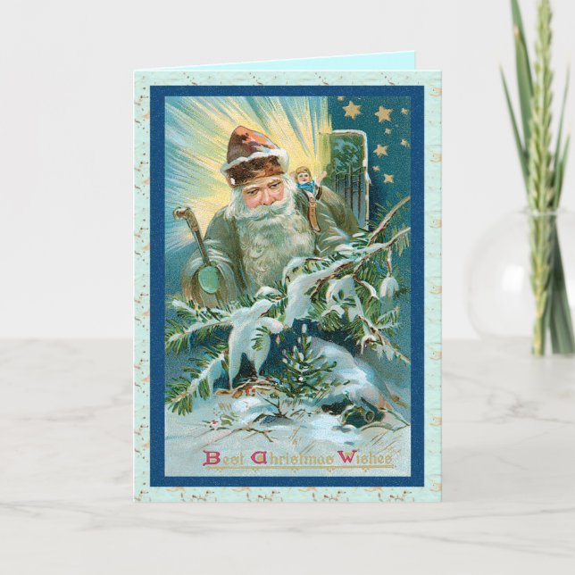 Magische Weihnachtsmann-Weihnachtskarte Feiertagskarte (Vorderseite)