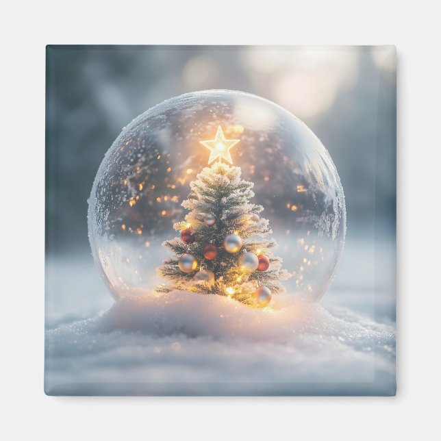 Magische Weihnachtsschneeglobe mit leuchtendem Bau Magnet (Vorne)