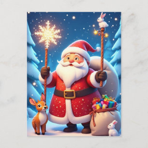 Magische Weihnachtsszene Glow ❄️ Weihnachtsmann Wi Postkarte