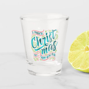 Magische Weihnachtstypografie Aquamarin ID441 Schnapsglas