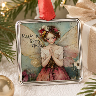 Magische Whimsical Fairy & Flower Garden mit Zitat Ornament Aus Metall