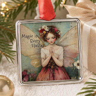 Magische Whimsical Fairy & Flower Garden mit Zitat Ornament Aus Metall