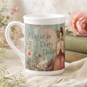 Magische Whimsical Fairy & Flower Garden mit Zitat Prozellantasse