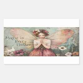 Magische Whimsical Fairy & Flower Garden mit Zitat Rechteckiger Aufkleber