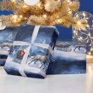 Magische Winterfahrt mit dem Weihnachtsmann durch Geschenkpapier