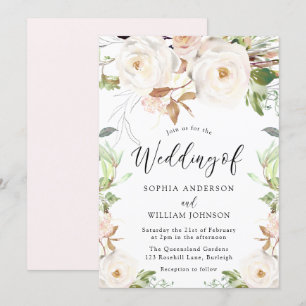 Magische Winterfrühlingsblumen Elegante Hochzeit Einladung