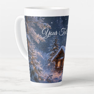 Magische Winternachts-Hütte im Wald Milchtasse