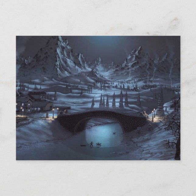 Magische Winternachtskarte Postkarte (Vorderseite)