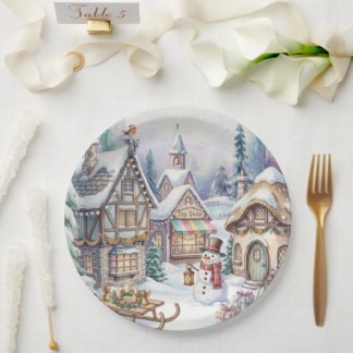 Magische Winterwelt-Papierplatte Pappteller