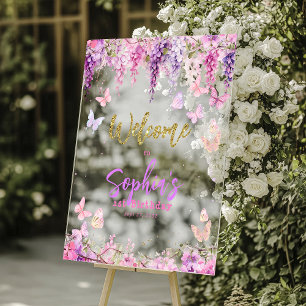 Magische Wisteria Gold Butterfly Kindergeburtstag Acrylschild