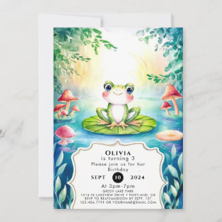 Magischer Aquarellfrosch zum Geburtstag Einladung