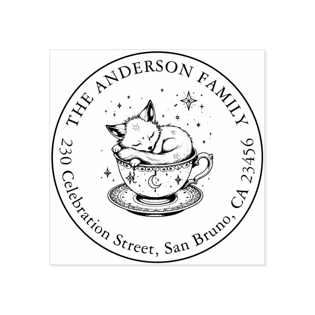Magischer Babyfox-Niesen im Tee-Cup Gummistempel (Prägung)