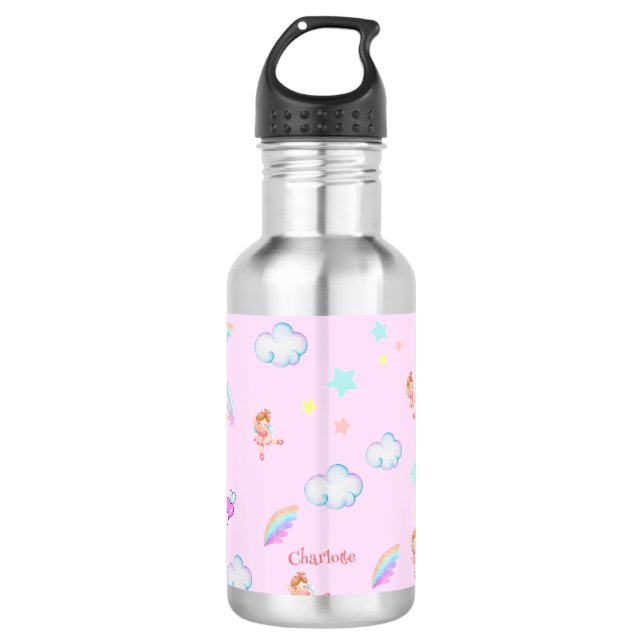 Magischer Ballettregenbogen zurück zum Party Edelstahlflasche (Vorderseite)