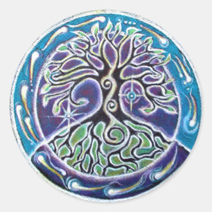 Magischer Baum des Leben-Mandala-Aufklebers Runder Aufkleber